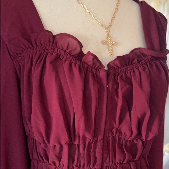 Corset style long sleeve chiffon crop top - Picture 5 of 8